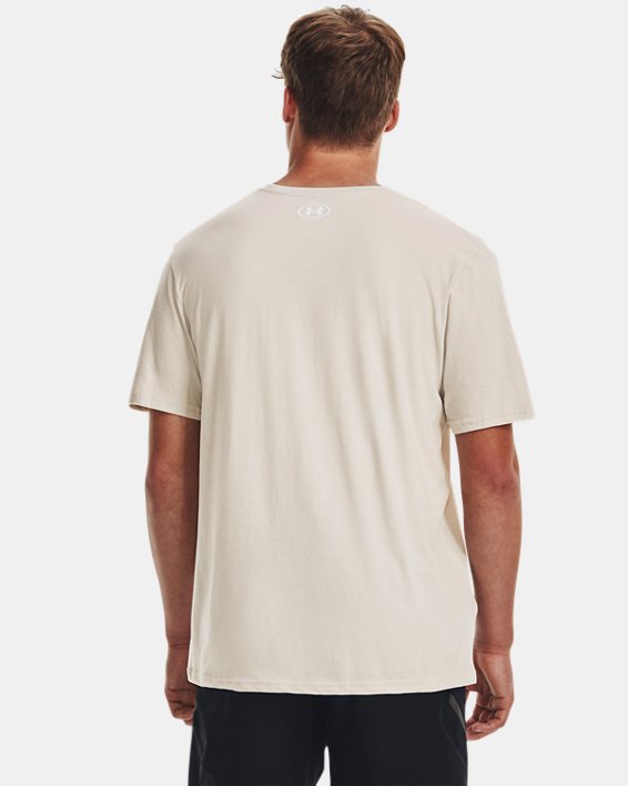 Men's UA Wordmark Paint Drops Short Sleeve in White image number 1